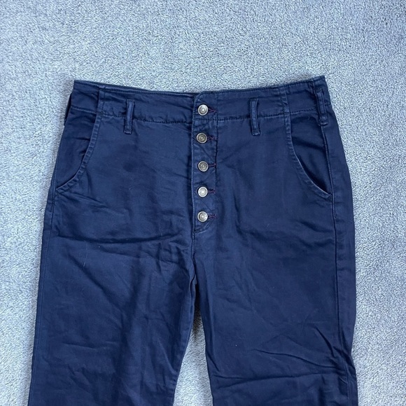 PILCRO Anthropologie Navy Button Fly Wide Leg Pants - Picture 3 of 8